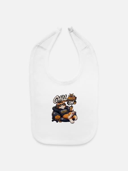 Chill Mode: On — Funny Relaxing Cat - Baby Bib - white - Front