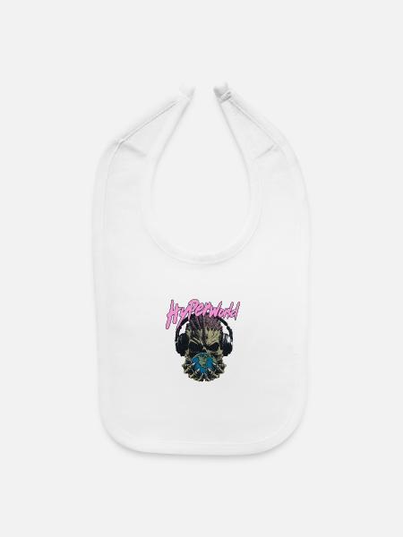 Hyperworld Skull Headphones Psychedelic Streetwear - Baby Bib - white - Front