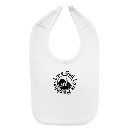 BW Love God Love Neighbor Emblem - Baby Bib