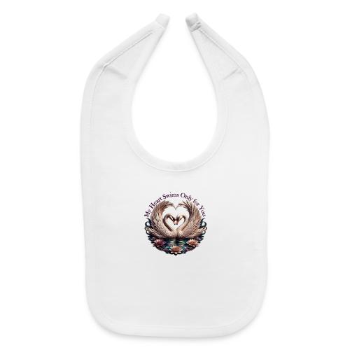 My Heart Swims Only for You Swan Heart T-Shirt - Baby Bib
