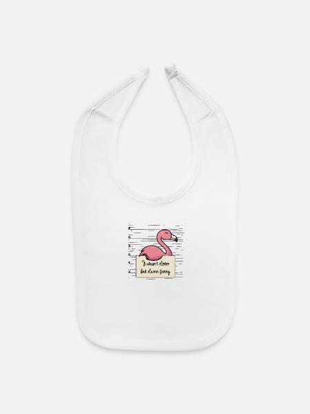 Flamingo was not clever but funny - Baby Bib - white - Front
