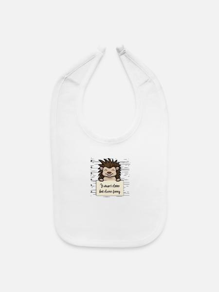 Hedgehog was not clever but funny - Baby Bib - white - Front