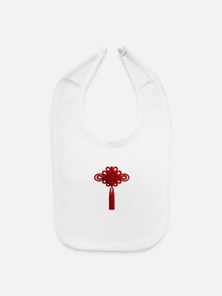 Red Chinese Knot Tassel New Year Culture Lucky - Baby Bib - white - Front