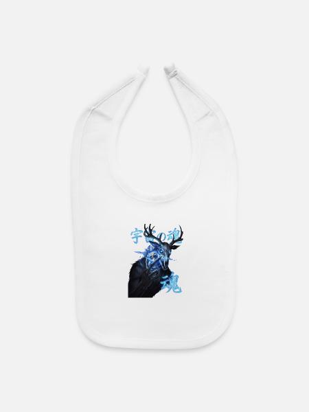Arcane Blue Stag and Earth Orb - Baby Bib - white - Front