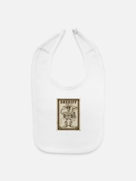 Retro Sheriff Boombox Hero - Baby Bib - white - Front