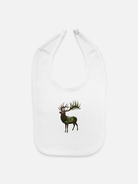 Stag Forest Inside Artwork - Baby Bib - white - Front