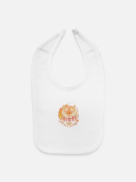Fiery Tiger with Flame Bomb - Baby Bib - white - Front