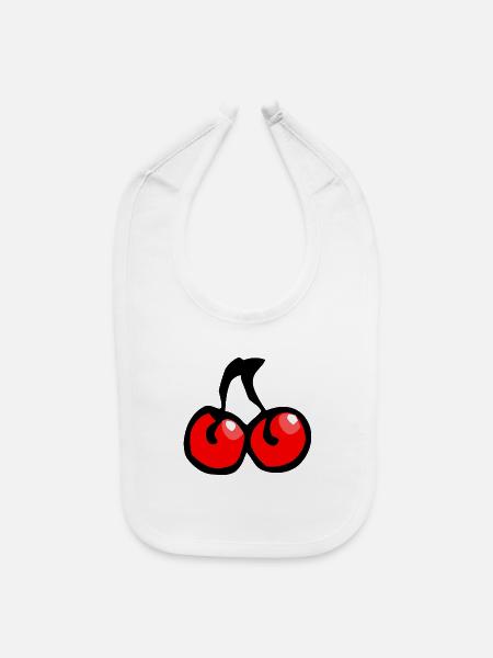 Bold Red Cherries Vector Graphic - Baby Bib - white - Front
