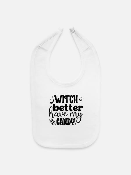 Funny Witch Halloween Candy Lover Spooky Season - Baby Bib - white - Front