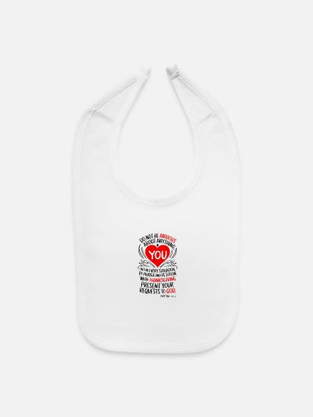 Do not be Anxious but Give Thanks - Baby Bib - white - Front