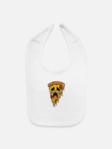 Spooky Sad Pizza Ghoul - Baby Bib - white - Front