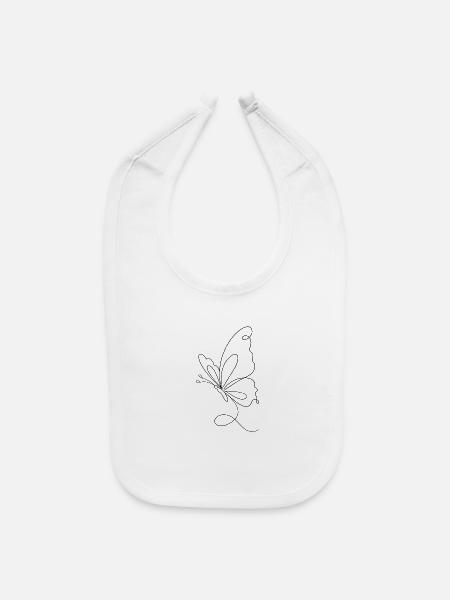 Butterfly Line Art - Minimalist Design - Baby Bib - white - Front