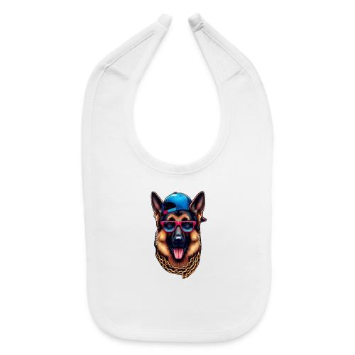 Cute German Shepherd Wearing a Cap - Baby Bib