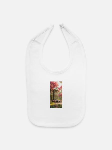 Pink Blossom Driveway Luxury Car - Baby Bib - white - Front