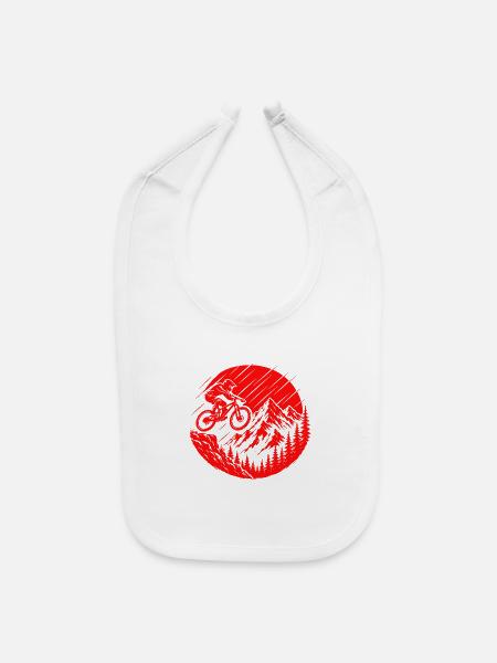 Red Mountain Bike Jump Circle Badge Art - Baby Bib - white - Front