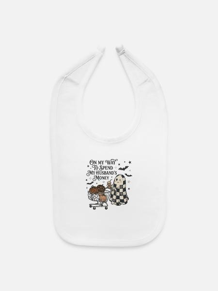 On My Way to Spend His Money - Baby Bib - white - Front