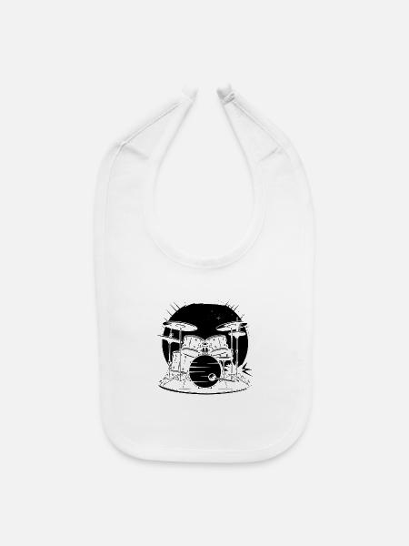 Drum Kit Graphic - Baby Bib - white - Front