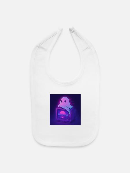 Neon Retro Ghost on CRT Monitor - Baby Bib - white - Front