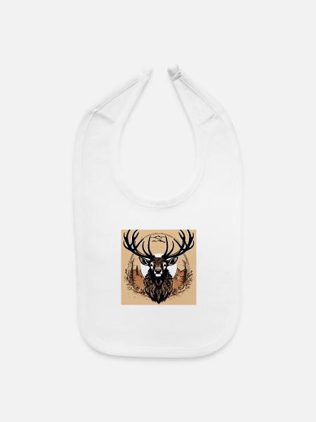 Stag Circle Mountain Emblem - Baby Bib - white - Front