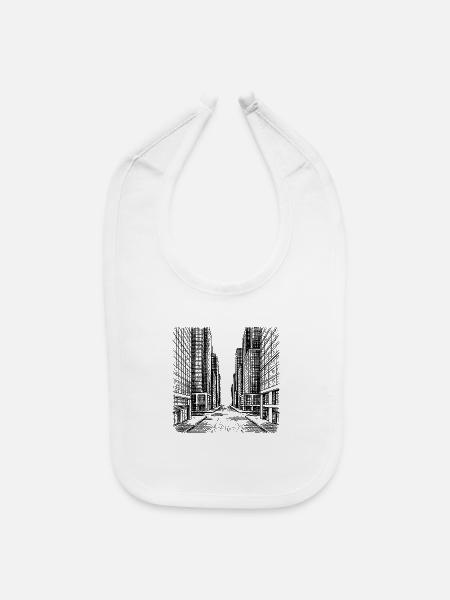 Modern Street - Baby Bib - white - Front