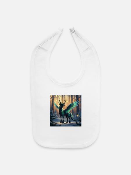 Aurora Winged Stag in Winter - Baby Bib - white - Front