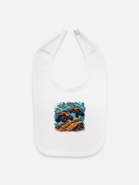 Monster Trucks Leap - Baby Bib - white - Front