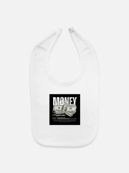 Money Can Buy Happiness Cash Collage - Baby Bib - white - Front