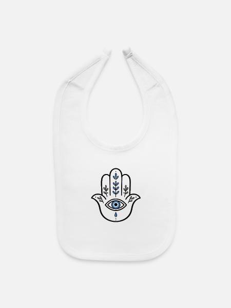 Hamsa Hand Evil Eye - Baby Bib - white - Front
