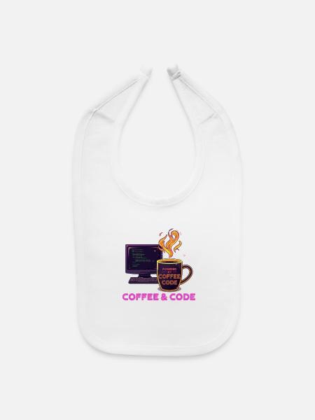Powered by Coffee Code - Baby Bib - white - Front