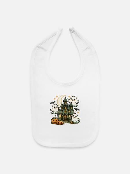 Haunted_But_Cute - Baby Bib - white - Front