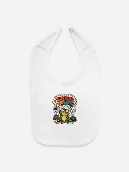 Thinking Too Much Frog - Baby Bib - white - Front