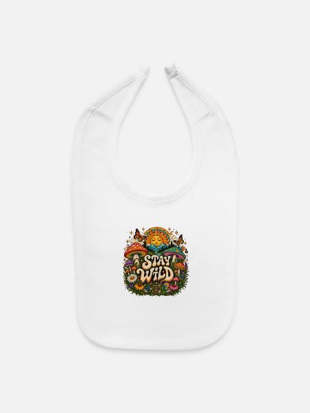 Stay Wild Mushroom Garden - Baby Bib - white - Front