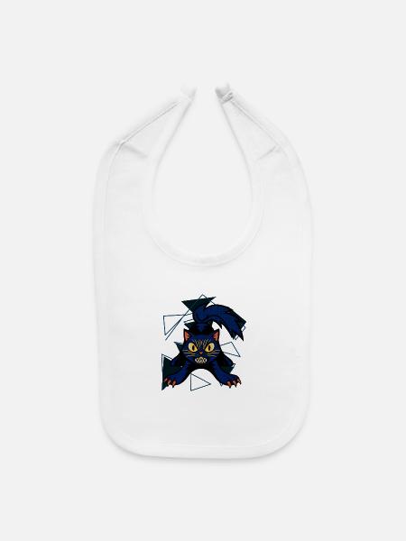 Midnight Blue Cat vs Geometry - Baby Bib - white - Front