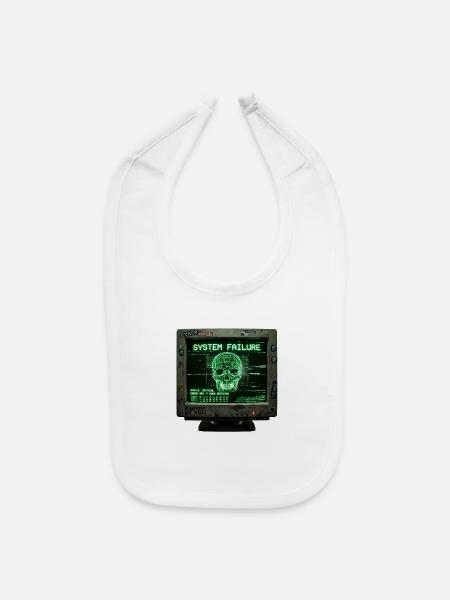 System Failure Cyber Skull Hacker Retro Monitor Te - Baby Bib - white - Front