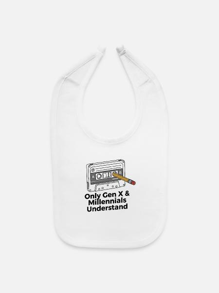 Retro Cassette Nostalgia: Gen X & Millennials - Baby Bib - white - Front