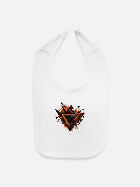 Futuristic Black Orange Geometric Triangle Design - Baby Bib - white - Front