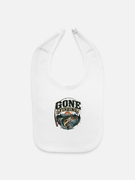 Gone Fishing - Vintage Fish Badge Design - Baby Bib - white - Front