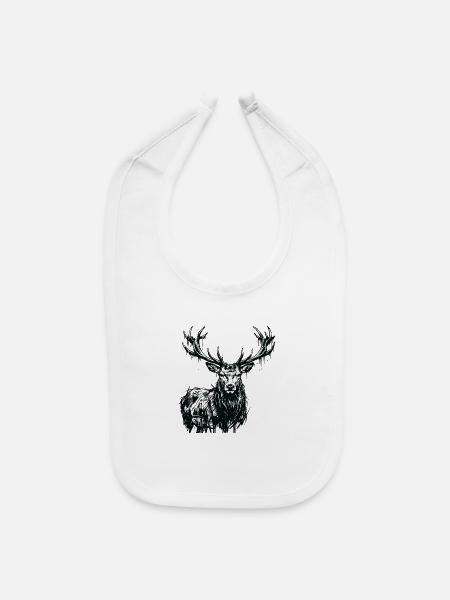 Stag Antlers Head - Baby Bib - white - Front