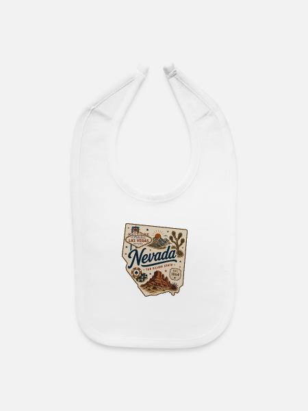 Nevada Silver State Vintage Las Vegas Sticker - Baby Bib - white - Front