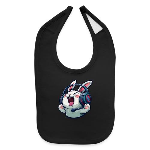 Gamer Bunny Headset Cartoon Design - Baby Bib
