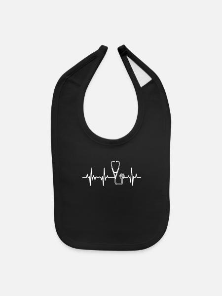 Stethoscope Heartbeat - Baby Bib - black - Front