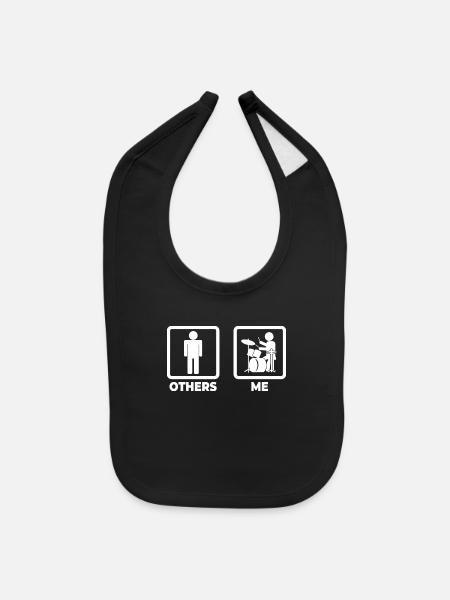 Drum Kit Stickfigures - Baby Bib - black - Front