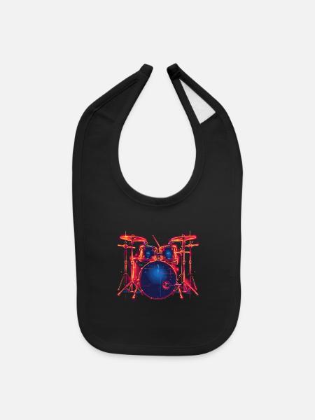 Trap Set Retro Style - Baby Bib - black - Front