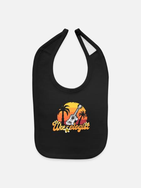 Hawaiian Ukulele Uke Uke-Ologist - Baby Bib - black - Front