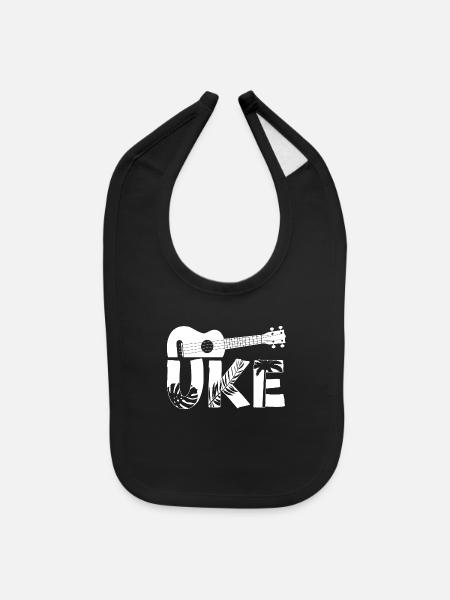 Hawaiian Ukulele Uke Uke - Baby Bib - black - Front