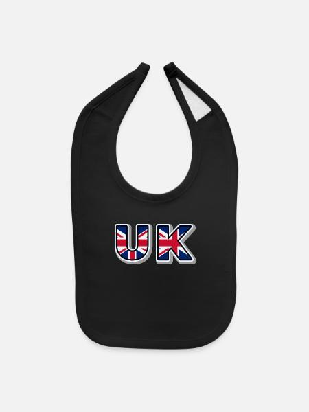 UK Flag Letters - Baby Bib - black - Front