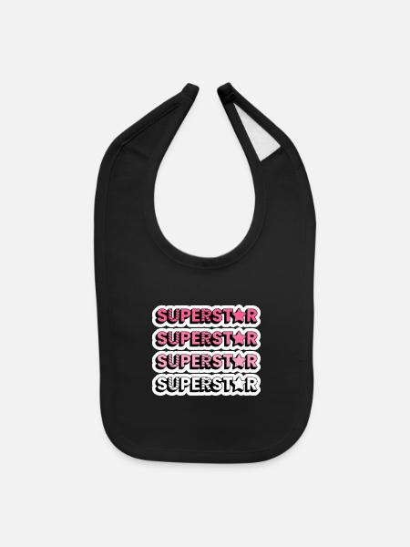 SUPERSTAR!!!!!! (Pink/White - Baby Bib - black - Front