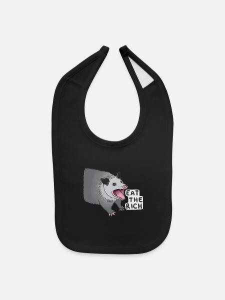 Eat the Rich Possum - Baby Bib - black - Front