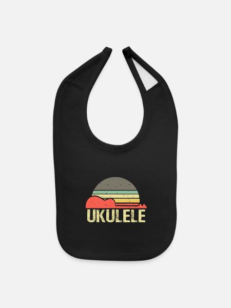 Uke Ukulele Guitar - Baby Bib - black - Front