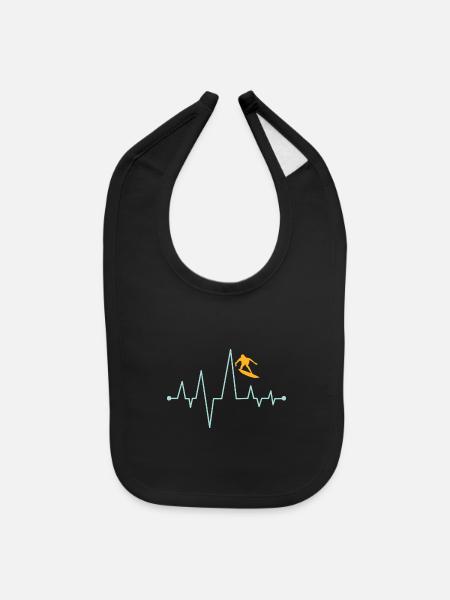 Surfing Heart Rate Monitor Funny Surfers - Baby Bib - black - Front
